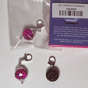 Origami Owl Dangles, Pink Crystal & Jet Sparkle.